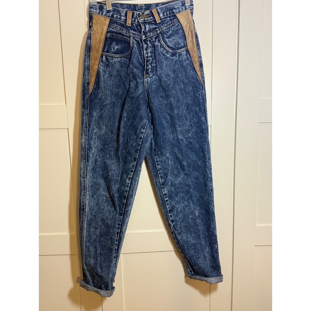 Vintage 80s FIRST Acid Wash‎ Jeans High Waist Mom Jeans Tapered Leg Size 5